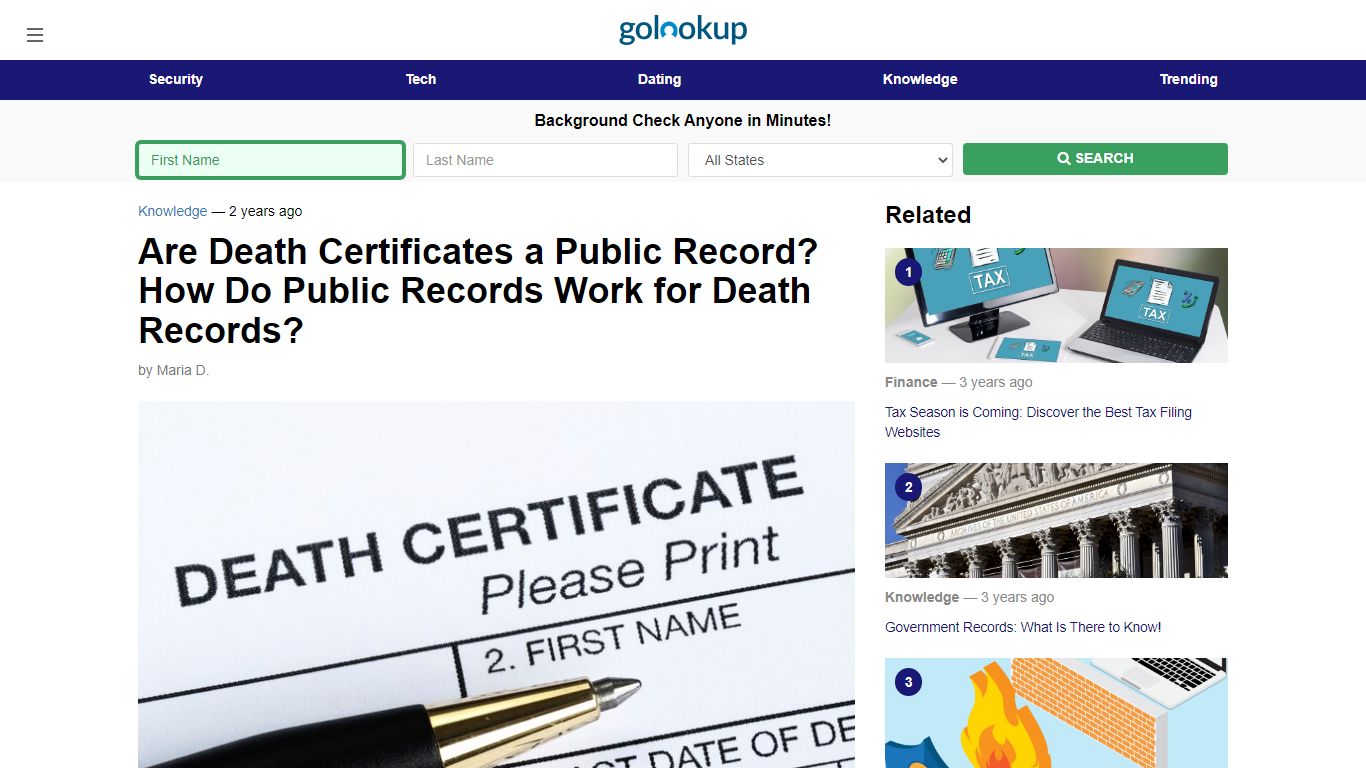 Are Death Certificates a Public Record - GoLookUp